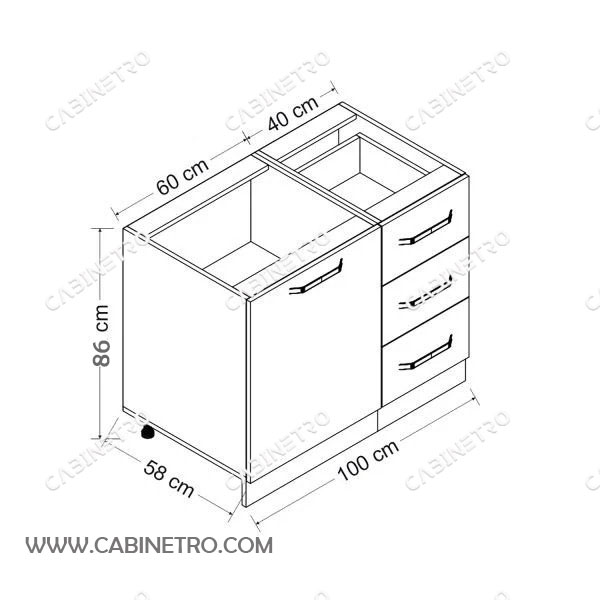 کابینت آماده | زیرسینک سفید 100 سانتی S2