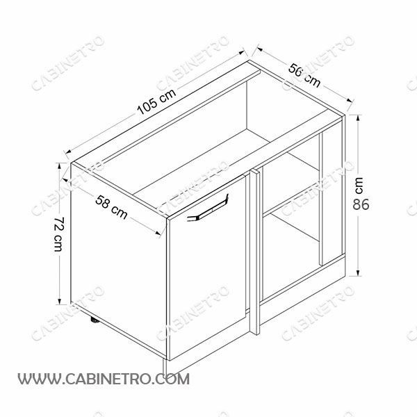 کابینت آماده | زمینی کنجی سفید 105 سانتی