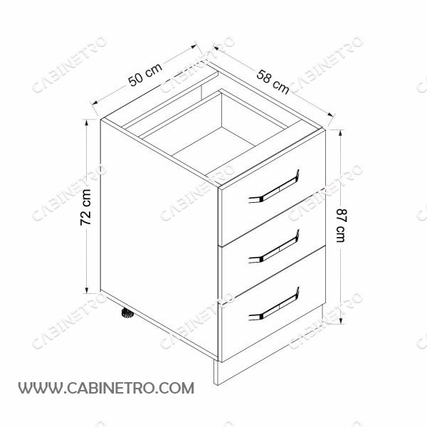 کابینت پیش ساخته | 3 کشو 50 سانت گردویی