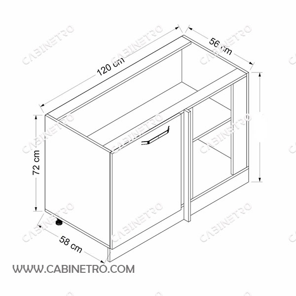 کابینت پیش ساخته | زمینی گوشه 120 سانت