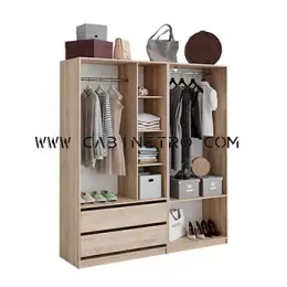 کمد بدون درب ترکیبی 180 سانتی گردویی – رگال، کشو و قفسه