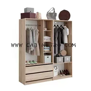 کمد بدون درب ترکیبی 180 سانتی گردویی – رگال، کشو و قفسه