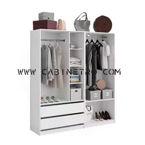 کمد بدون درب ترکیبی 180 سانتی سفید – رگال، کشو و قفسه