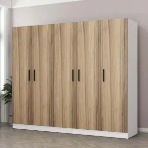 کمد لباس ترکیبی پنج درب گردویی 225 سانتی‌متر سری Araz